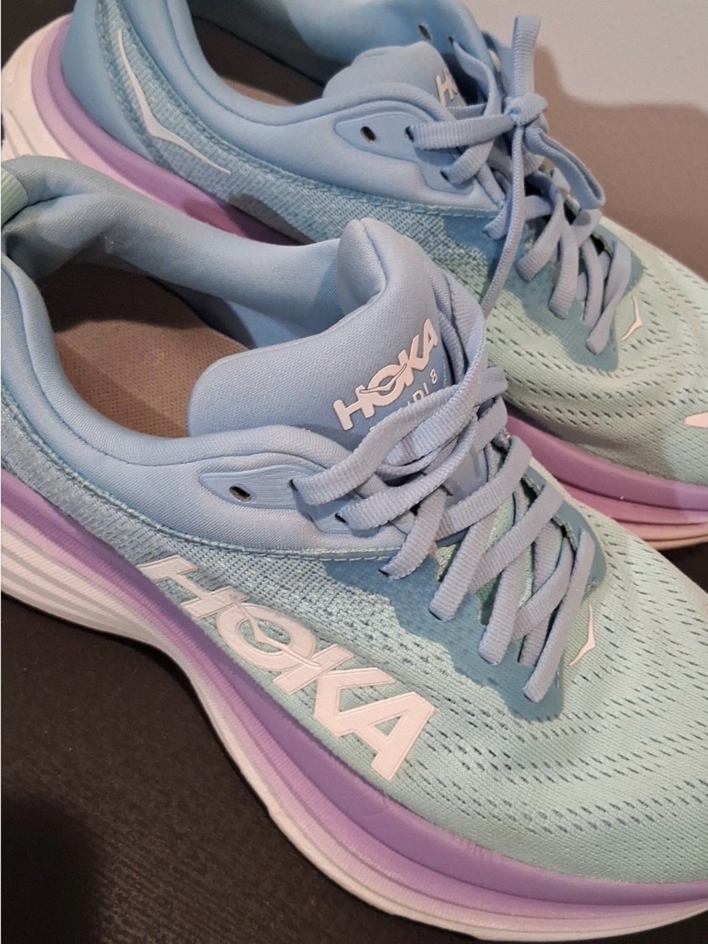 HOKA Bondi 8 Running Shoes Blue Purple Women’s Size 7.5B Cushioned Sneaker - Picture 5 of 9